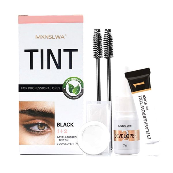 MXNSLWA 2-In-1 Lash and Brow Makeup Kit, Instant Natural Bushy Effect DIY Hair Coloring for Salon Home Use - Up to 6 Applications (Black)