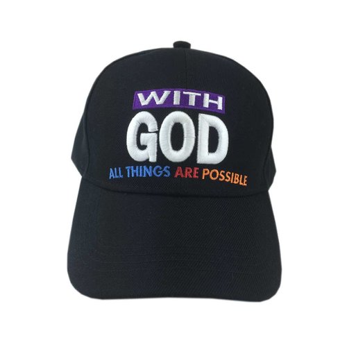 Christian Gifts Bible Verse Faith with God All Things are Possible Baseball Cap Hat (Black)