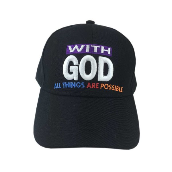 Christian Gifts Bible Verse Faith with God All Things are Possible Baseball Cap Hat (Black)