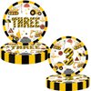 Letromp 80 Pcs Construction 3rd Birthday Decorations Construction Three Years Old Disposable Paper Dinner Plates Napkins Forks Dinnerware for Dump Truck Theme 3rd Bday Party Supplies Decorations