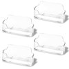 DMFLY Business Card Holder for Desk - 4 Pack Acrylic Business Card Holder Stand Display Plastic, Desktop Business Card Holders for Exhibition, Home & Office, Fits 30-50 Business Cards