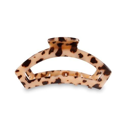 TELETIES - Open Claw Clip with Strong Grip, Bendable Teeth, and Cutout Design - Ideal for Long, Thin, Curly or Wavy Hair Textures - Blonde Tortoise