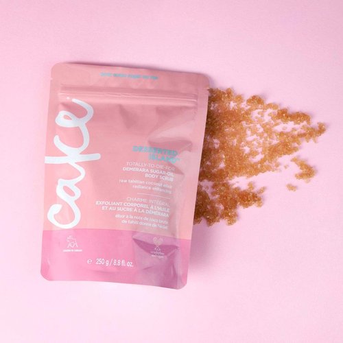 Cake Beauty Desserted Island Vegan Body Sugar Scrub - Shea Butter, Demerara Sugar & Coconut Oil - Gentle Exfoliating Hand, Leg, Foot & Body Sugar Soap Scrub & Moisturizing Shower Wash for Women