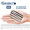 Giorgio G51 Graphite Small Travel Purse Hair Detangling Comb, Wide Teeth Pocket Comb for Thick Curly Wavy Hair. Hair Detangler Comb For Wet and Dry Everyday Care. Handmade of Cellulose, Saw-Cut Hand Polished