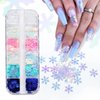 12 Grids 3D Snowflake Nail Art Sequins Winter Christmas Nail Glitter Flakes Laser Nail Sequins Holographic Glitter Designs Snowflake Nail Charms Christmas Nail Stickers for Xmas Party Nail Decorations