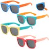 Ricawa 4 Pack Kids Sunglasses, Foldable Toddler Sunglasses Age 2-4 6-8 10-12 Boys Girls, Polarized Sunglasses for Kids(Rectangle)
