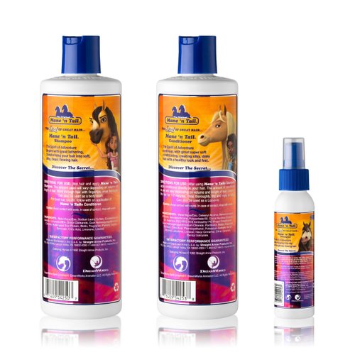 Mane 'n Tail Spirit Untamed Shampoo, Conditioner & Detangler Set – Caramel Apple Scented, Gentle Coconut Oil Formula for Kids, Soft, Silky Hair (Shampoo & Conditioner 11.02 oz Each, Detangler 3.4 oz)