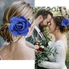 Atoden Blue Rose Hair Clip, Flower Rose Clips for Hair, Hawaiian Floral Hair Pins Rose Flower Brooch Mexican Decorative Headpieces for Women Girls Halloween Cosplay Hair Accessories