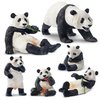 Toymany 6PCS Panda Figurines Toy, Plastic Jungle Panda Animal Figurine Family Set with Bamboo & Baby Pandas, Cake Topper Gift Panda Diorama Habitat Project Supplie for Kids
