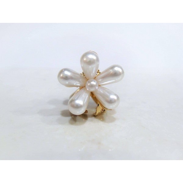 Generic Small mini gold flower metal hair claw clip with faux pearls