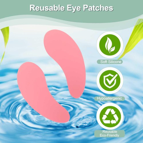 FWUNYVN 5Pairs Reusable Under Eye Patches, Silicone Under Eye Masks with Tin Box, Reduce Wrinkles and Fine Lines, Pair with Metal Eye Cream Applicator