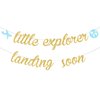 Sursurprise Travel Baby Shower Decorations Little Explorer Landing Soon Banner Adventure Party Supplies