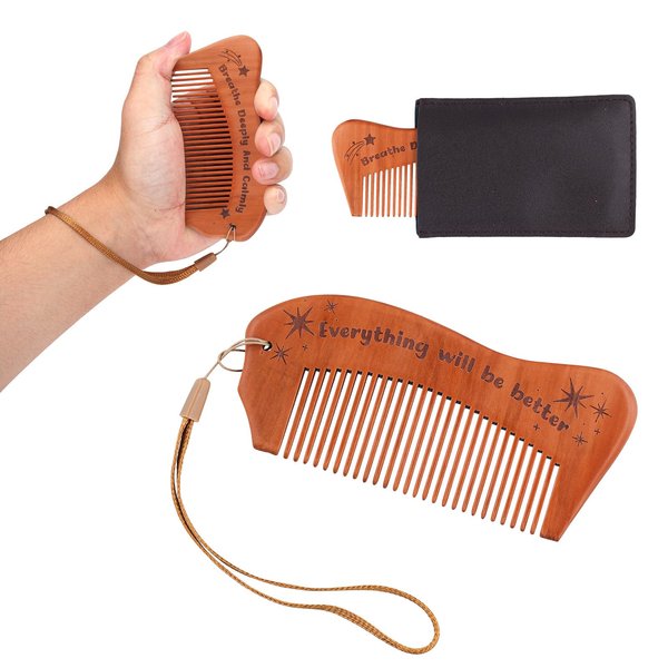 Labor Comb Set, Wooden Engraved Birthing Comb Childbirth Hair Comb with Storage Bag & Lanyard Birth Essentials for First Time Moms Pregnancy Pregnant Women Gift