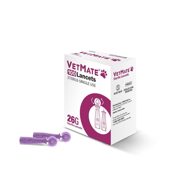 VetMate Sterile Single Use 26G Universal Designed Lancets (100 Counts) for Blood Glucose Monitoring Systems