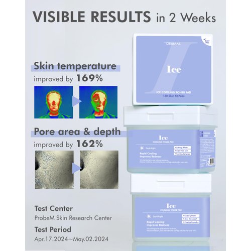 DERMAL Ice Cooling Toner Pad - Korean Soothing & Hydrating Toner Pads with Aloe Vera - After Suncare, Sunburn Relief, Redness Relief - Vegan Square Pads - Travel Kit 12 Pads, 3 Pack (Total 36 Pads)