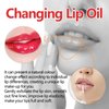 Magic Color Changing Lip Oil, Warm Change Lip Gloss, Nourishing Lip Glow Oil Upgraded Big Brush Head Moisturizing Lip Oil Long Lasting & Non-Sticky Primer Lip Tint (Red)