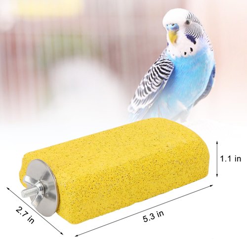 Hypeety Bird Parrot Calcium Teeth Mouth Molar Grinding Stone Hamster Grinding Stone Chew Toy Perch Jumping Stand for Parrot Budgies Chinchilla Squirrel Hamster Cage Stand Platform Yellow