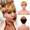 INSTANT FAB Short Human Hair Wigs Pixie Cut Wigs for Black Women Short Pixie Hairstyles Layered Wavy Tapered Back Non Lace Front Wigs - TOPAZ (DL4/27)