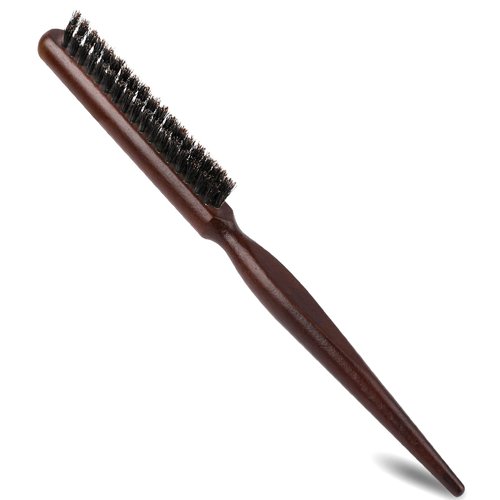 Boar Bristle Styling Brush with Rat Tail for Curly Hair Sectioning, Backcombing, and Smoothing