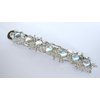 Generic Silver metal blue iridescent stone and leaf alligator hair claw clip clamp