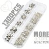 1300Pcs Crystal White Nail Art Rhinestones Crystal Clear Nail Charms 60 Multi Shapes Crystal Flatback Rhinestones Big Gems +1240 Round Beads K9 Glass Stones Diamonds jewels for Nails Faces Eyes Makeup