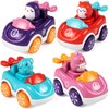 Cartoon Animal Friction Return Car, Inertia Power Car, Push Toy, 1-2-3 Year Old Kids, Puzzle Toy, 4 Adventure Toy Car, Toys for Boys and Girls
