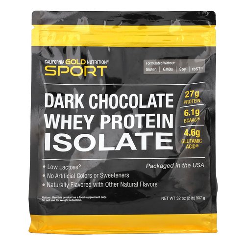 California Gold Nutrition Sport, Dark Chocolate Whey Protein Isolate, 2 lb (907 g)