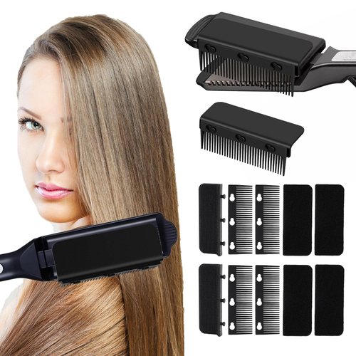 Acrebow 2-Pack Flat Iron Comb Attachment Clip-On for Straightening Hair