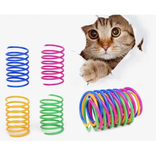 SFPrime 12 Pack Colorful Elastic Jumping Cat Toy Springs - Interactive Funny Plastic Toys for Cats and Kittens