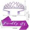 21st Birthday Decorations for Her "Finally 21" Birthday Sash and Rhinestone Crown Tiara Set for Girls 21st Birthday Gifts for Happy 21st Birthday Party Favor Supplies (purple)