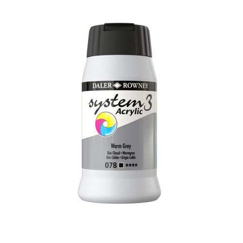 Daler Rowney System3 Warm Grey 500ml Acrylic Paint Tube - Acrylic Painting Supplies for Artists and Students - Artist Paint for Murals Canvas and More - Art Paint for Any Skill Set
