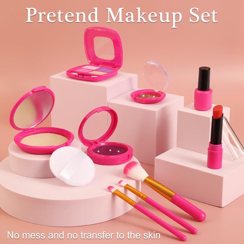 Pretend Makeup Kit for Girls, Toddler Girl Toys for 3 4 5 6 7 8 Years Old Girls Gifts, Fake Play Makeup Set for Kids Toys 3-5 4-6, Unicorn Princess Little Girl Purse with Make up