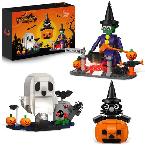 Generic Halloween Building Blocks Set, Halloween Party Favor Toys Games, Halloween Witch Ghost Pumpkin Blocks Bricks Kit for Kids Boys Girls Teens Adults Halloween Decorations