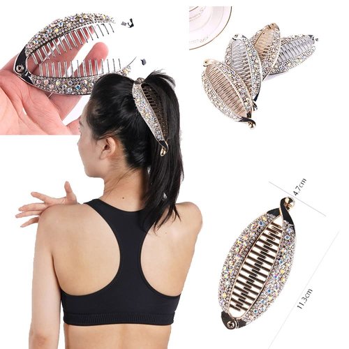 Hair Claws Clip Fish Shape Banana Barrettes Hairpins Hair Accessories For Women DIY Craft (Gold+Silver 4pcs)