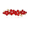 EVER FAITH Women's Austrian Crystal Hair Barrette Clip, Art Deco Plum Blossom Flower Teardrop Hair Clasps Accessorie Red Gold-Tone