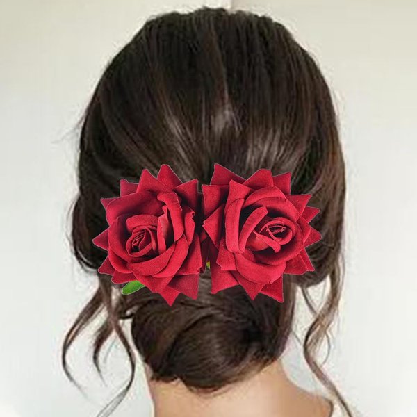 Foyte Flower Bride Wedding Hair Comb White Rose Headpieces Bridal Side Combs Purple Floral Bridesmaid Hair Accessories for Women (Rose)