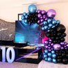 Black Purple Blue Balloon, 60 PCS Outer Space Balloons, Metallic Navy Blue Purple Black Balloons Pearl Purple Blue Confetti Latex Balloons for Kids Boys Astronaut Space Birthday Party Decorations