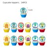 50Pcs Robot Party Supplies Set-Including Happy Birthday Banner,Cake Topper and Cupcake Toppers,Spiral Ornaments,Latex balloons for kid s Boys Robot Theme Party Decoration