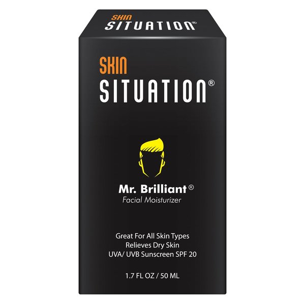Mr. Brilliant Face Moisturizer - Men Facial Skin Care Cream for Dry and Oily Skin. Reduces Appearance of Fine Lines, Rapid Wrinkles Repair, Dark Spots and SPF 20 Sunscreen for Daily Use 1.7 Fl Oz
