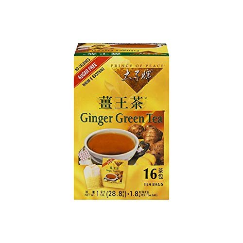 Prince of Peace Ginger Green Tea, 16 Tea Bags – Chinese Tea Bags – Green & Ginger Tea Bags – Prince of Peace – Herbal Tea – Ginger Green Tea Bag – Sugar Free Tea