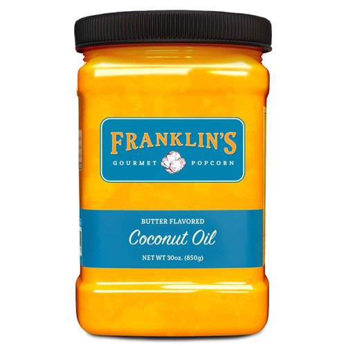 Franklin’s Gourmet Popcorn Butter Flavored Coconut Oil - 30 oz- Zero Trans Fat - Vegan & Gluten Free Movie Theater Popcorn Butter Oil