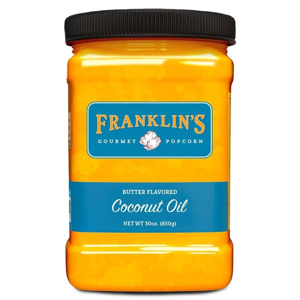 Franklin’s Gourmet Popcorn Butter Flavored Coconut Oil - 30 oz- Zero Trans Fat - Vegan & Gluten Free Movie Theater Popcorn Butter Oil