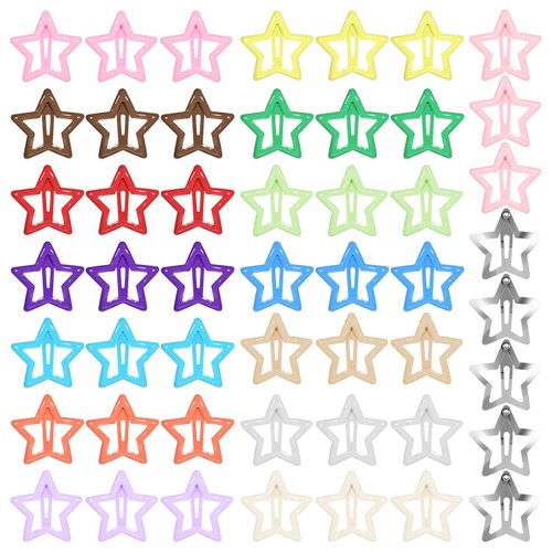 50PCS Star Hair Clips for Girls Kawaii Hair Clips Non-slip Colorful Snap Hair Barrettes Metal Cut...