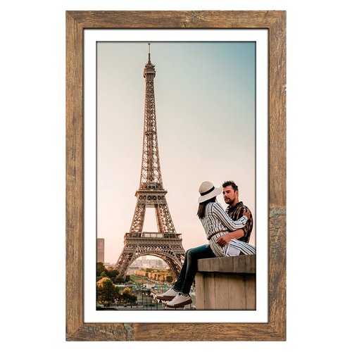 Capcillin 11x17 Picture Frame Wood Pattern Rustic Brown Poster Frame Set of 1, Wall Mounting, Plexiglass, Great for Prints, Mural, and Art(CP003-MD11x17-BR)