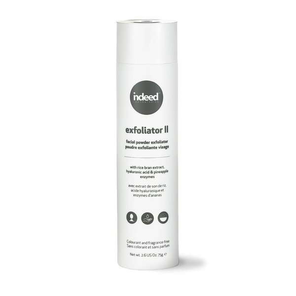 Indeed Laboratories Exfoliator II: Daily Facial Scrub Powder, Deep Cleansing, Rice Bran Powder Exfoliant, Achieve Brighter Smoother skin with Malic Acid, Powder to Foam, Gentle Face Scrub, 2.6oz / 75g