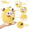 PEACH CAT Cute Banana Cow Plush Pillow Banana Cow Stuffed Animal Cow plushie with Banana Outerwear for Kids Yellow 8"