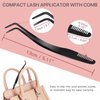 Vznffur Lash Applicator Tool with Comb, Curved Eyelash Tweezers for Lashes Precision Placement and Application, Stainless Steel Eyelash Tool for DIY Eyelash Extensions, Individual Cluster lashes
