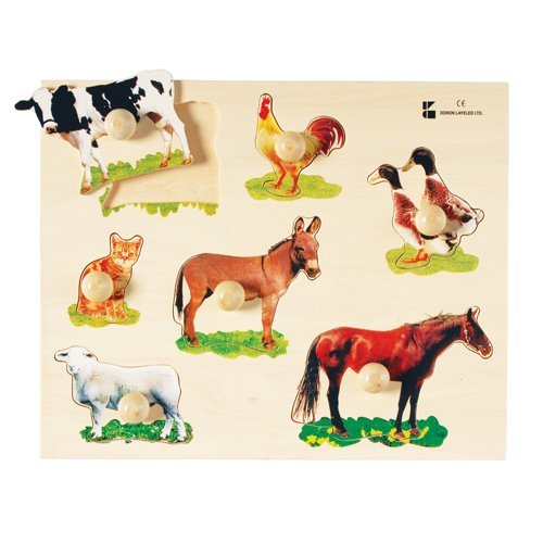 Wooden Farm Animals Knob Puzzle for Kids