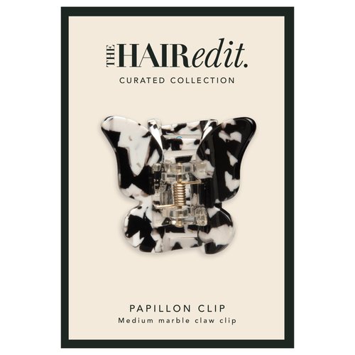 The Hair Edit Black & White Marble Papillon Claw Clip