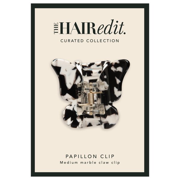 The Hair Edit Black & White Marble Papillon Claw Clip